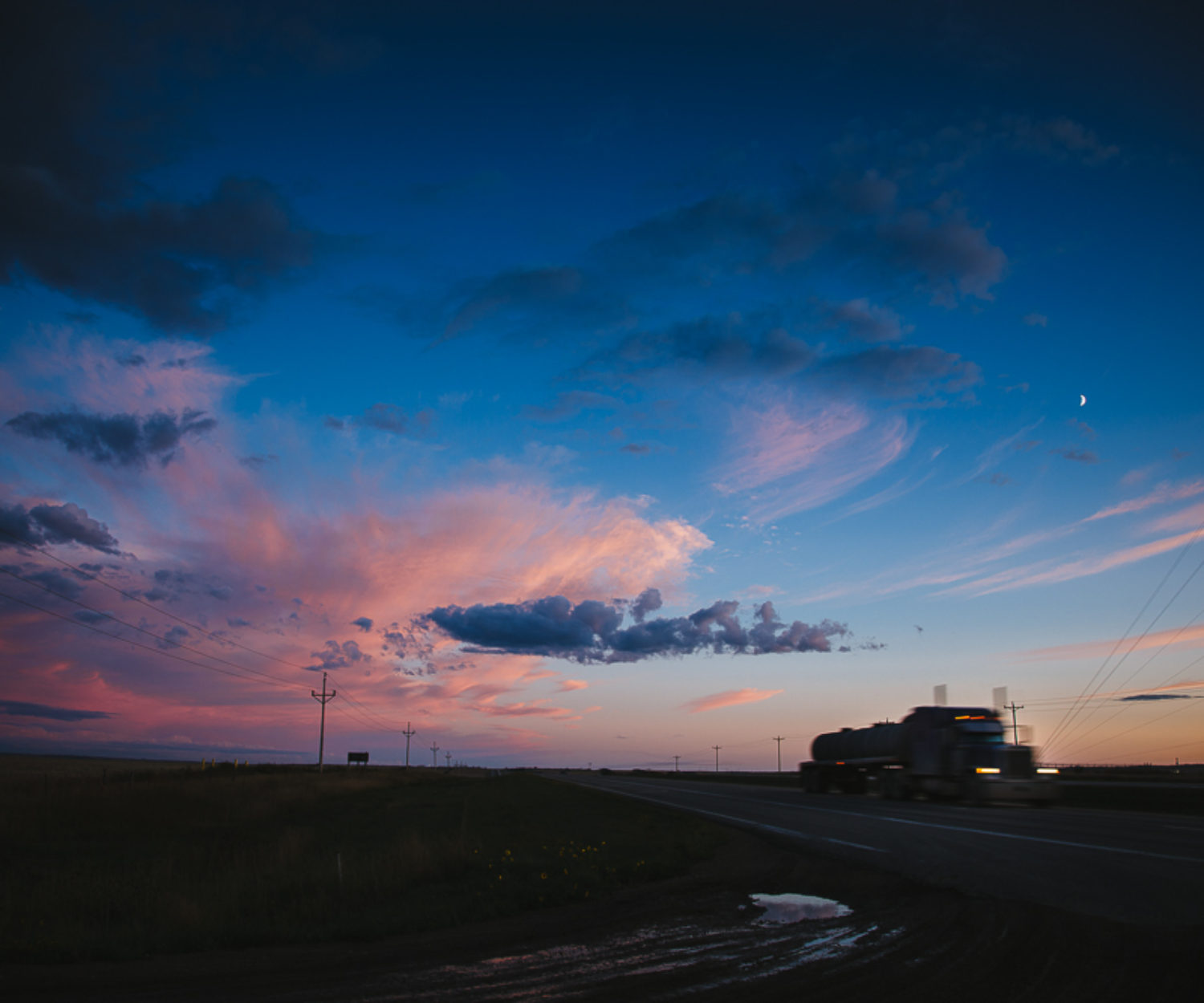Oil Truck Traffic on Highway 2 East of Williston, ND